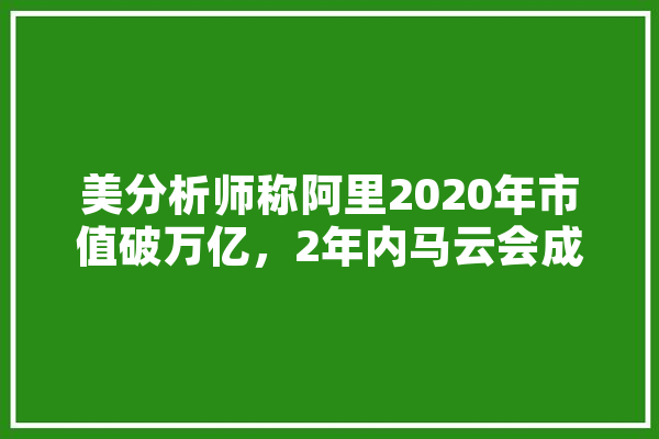 美分析师称阿里2020年市值破万亿，2年内马云会成为全球首富吗,首富人工智能是谁