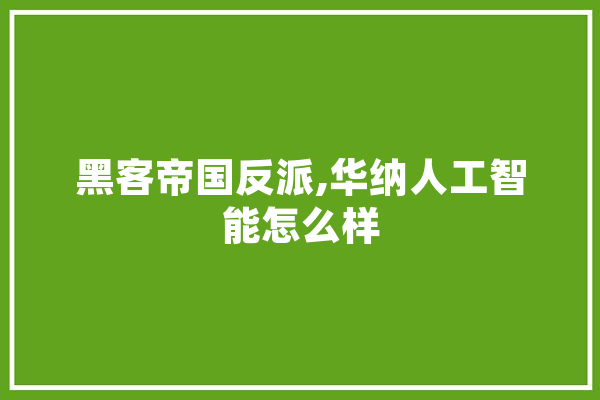 黑客帝国反派,华纳人工智能怎么样