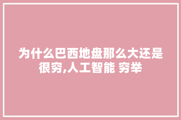 为什么巴西地盘那么大还是很穷,人工智能 穷举