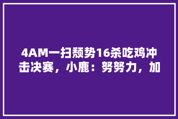 4AM一扫颓势16杀吃鸡冲击决赛，小鹿：努努力，加个班打决赛，4AM能逆袭晋级吗,人工智能站位名词解释 智能助手