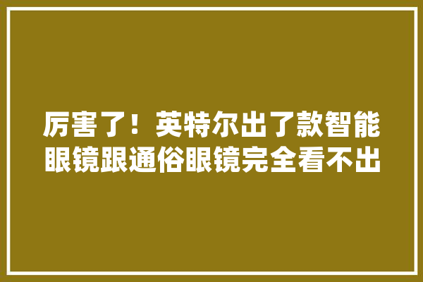 厉害了！英特尔出了款智能眼镜跟通俗眼镜完全看不出差别_眼镜_智能 计算机