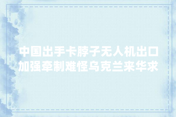 中国出手卡脖子无人机出口加强牵制难怪乌克兰来华求援_无人机_俄军 AI简讯