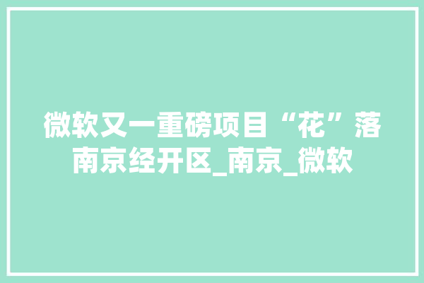 微软又一重磅项目“花”落南京经开区_南京_微软 智能写作