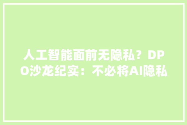 人工智能面前无隐私？DPO沙龙纪实：不必将AI隐私问题妖魔化_数据_华为 智能写作