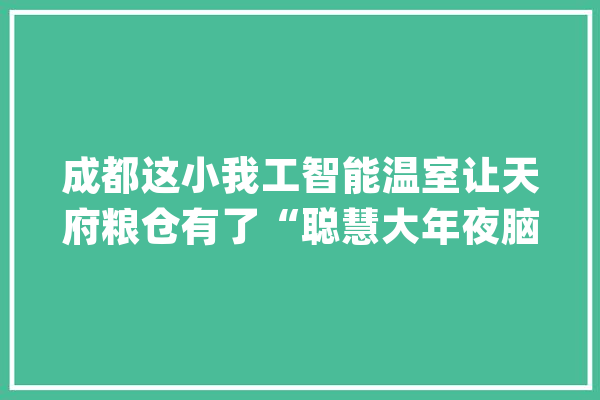 成都这小我工智能温室让天府粮仓有了“聪慧大年夜脑”_人工智能_农业 AI快讯