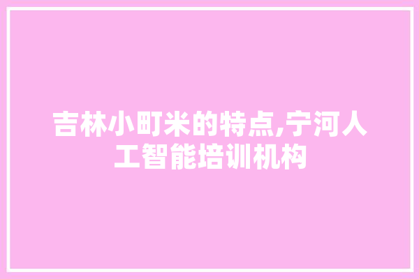 吉林小町米的特点,宁河人工智能培训机构 绘影字幕