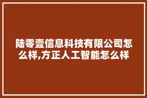 陆零壹信息科技有限公司怎么样,方正人工智能怎么样