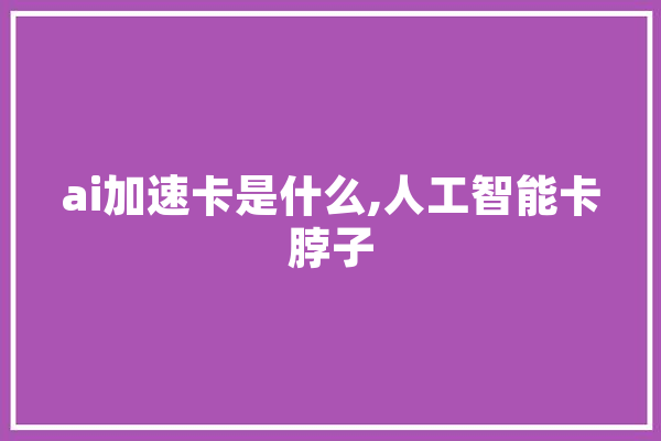 ai加速卡是什么,人工智能卡脖子 AI快讯