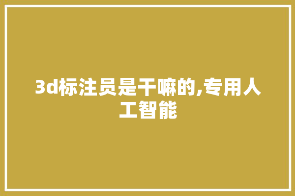 3d标注员是干嘛的,专用人工智能
