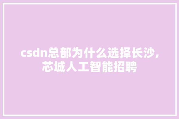 csdn总部为什么选择长沙,芯城人工智能招聘