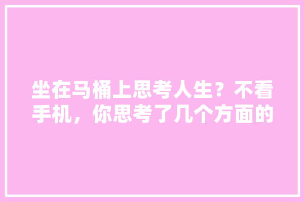 坐在马桶上思考人生？不看手机，你思考了几个方面的人生哲学,人工智能人生规划