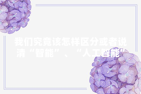 我们究竟该怎样区分或者说清“智能”、“人工智能”呢,人工智能过人脸识别吗 AI简讯