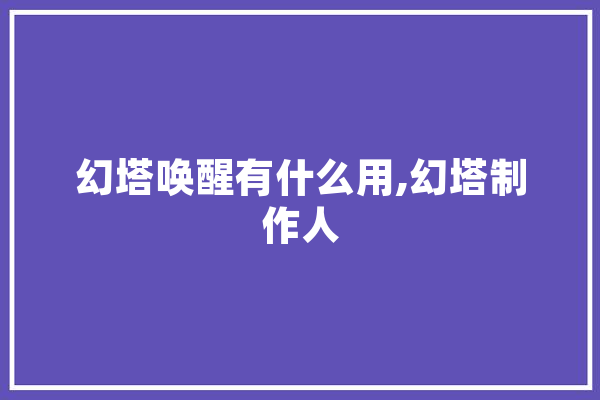 幻塔唤醒有什么用,幻塔制作人 AI简讯