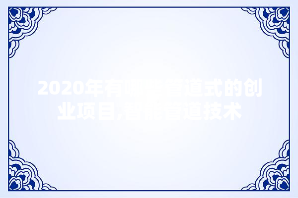 2020年有哪些管道式的创业项目,智能管道技术 科技快讯