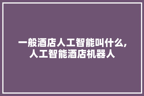 一般酒店人工智能叫什么,人工智能酒店机器人 文字写作