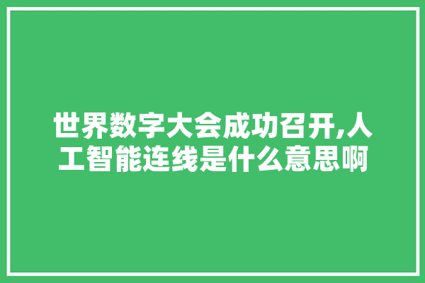 世界数字大会成功召开,人工智能连线是什么意思啊