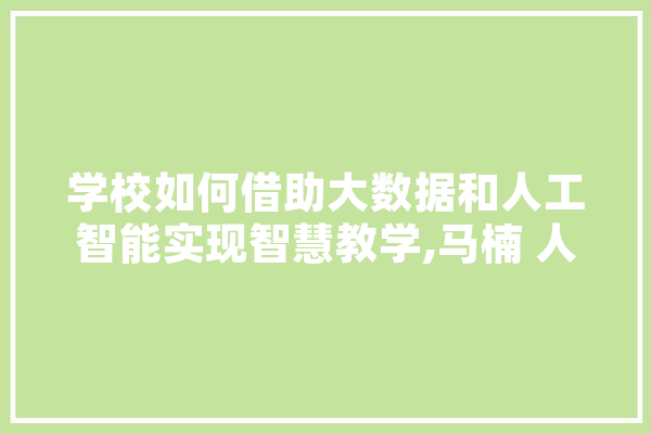 学校如何借助大数据和人工智能实现智慧教学,马楠 人工智能 科技快讯