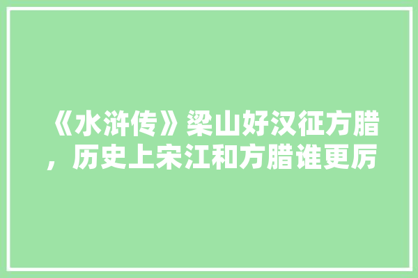 《水浒传》梁山好汉征方腊，历史上宋江和方腊谁更厉害,欧鹏人工智能怎么样 智能写作