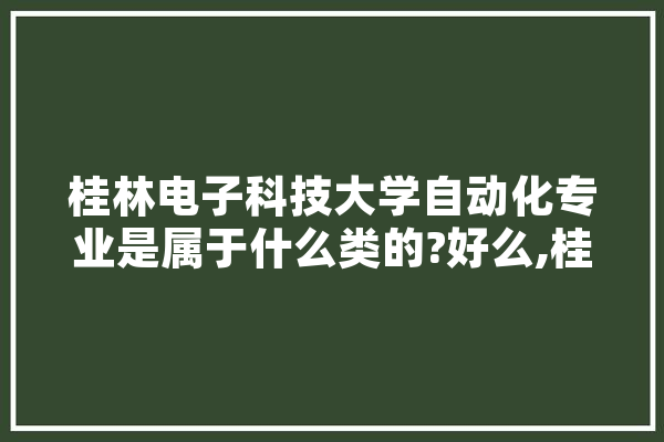 桂林电子科技大学自动化专业是属于什么类的?好么,桂林人工智能学院