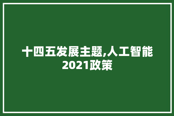 十四五发展主题,人工智能2021政策 AI简讯