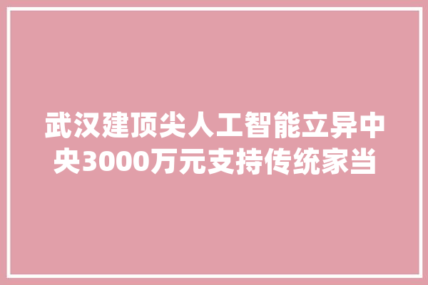 武汉建顶尖人工智能立异中央3000万元支持传统家当转型进级_人工智能_武昌 AI快讯