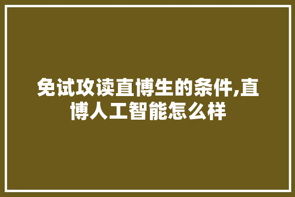 免试攻读直博生的条件,直博人工智能怎么样