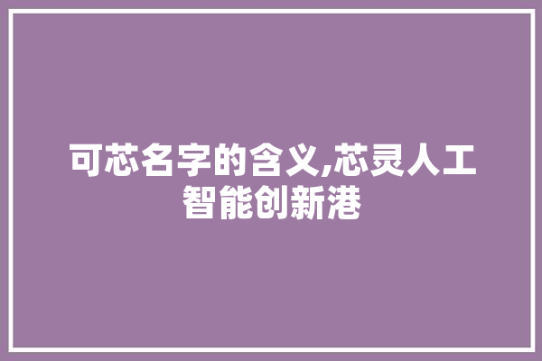 可芯名字的含义,芯灵人工智能创新港 云服务