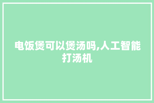 电饭煲可以煲汤吗,人工智能打汤机 AI简讯