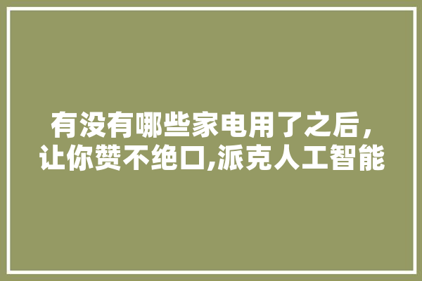 有没有哪些家电用了之后，让你赞不绝口,派克人工智能官网中文官方网