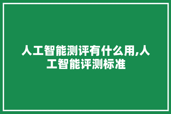 人工智能测评有什么用,人工智能评测标准