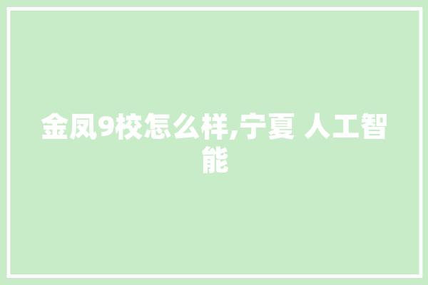金凤9校怎么样,宁夏 人工智能