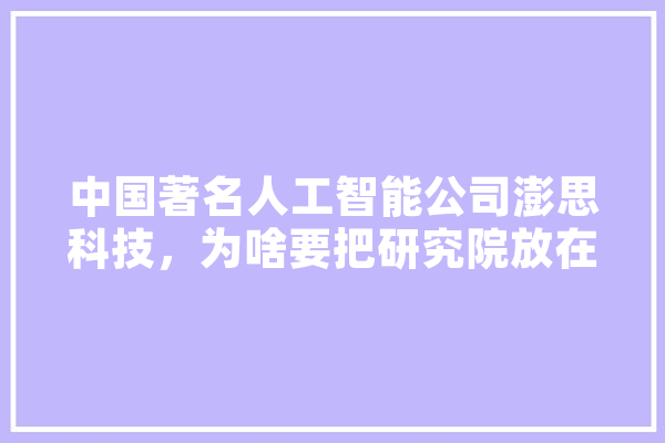 中国著名人工智能公司澎思科技，为啥要把研究院放在新加坡,各国人工智能