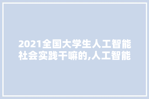 2021全国大学生人工智能社会实践干嘛的,人工智能实践报告