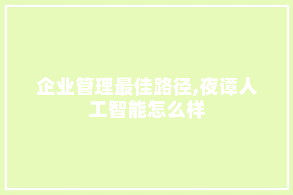企业管理最佳路径,夜谭人工智能怎么样