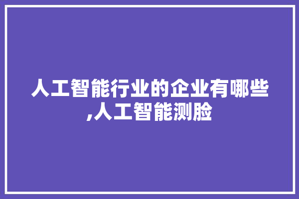 人工智能行业的企业有哪些,人工智能测脸 计算机