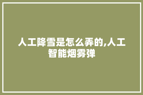 人工降雪是怎么弄的,人工智能烟雾弹 智能写作