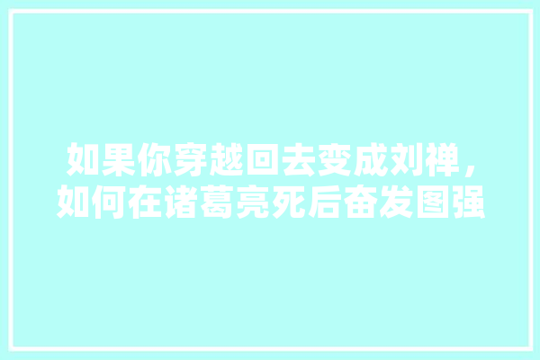 如果你穿越回去变成刘禅，如何在诸葛亮死后奋发图强，重振大汉,淮南人工智能培训