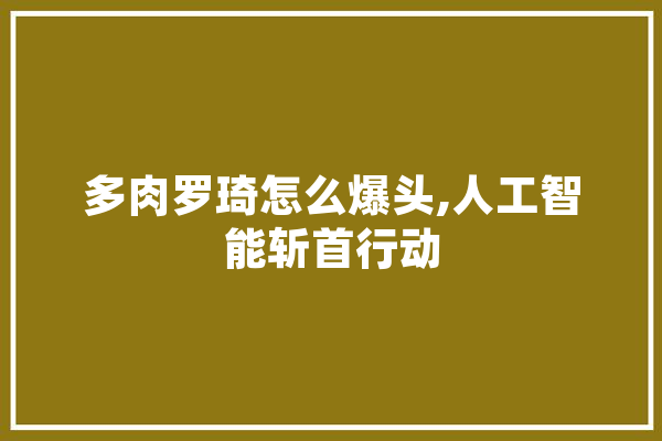 多肉罗琦怎么爆头,人工智能斩首行动 云服务