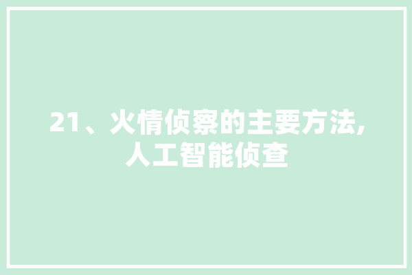 21、火情侦察的主要方法,人工智能侦查