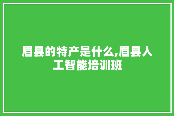 眉县的特产是什么,眉县人工智能培训班 AI快讯
