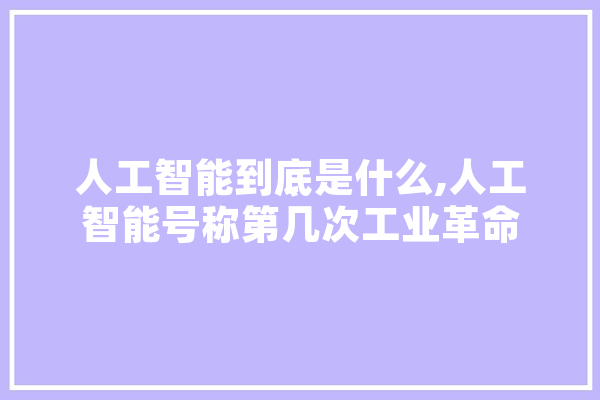 人工智能到底是什么,人工智能号称第几次工业革命 智能写作