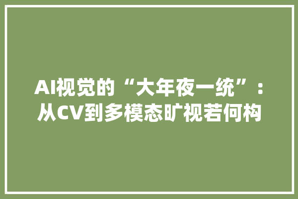 AI视觉的“大年夜一统”：从CV到多模态旷视若何构造？_模子_行业