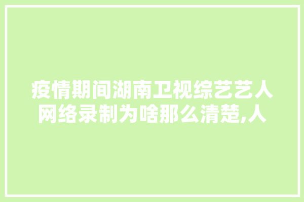 疫情期间湖南卫视综艺艺人网络录制为啥那么清楚,人工智能周苏