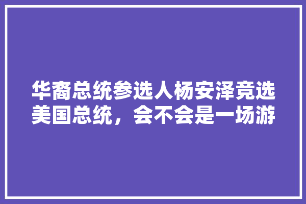 华裔总统参选人杨安泽竞选美国总统，会不会是一场游戏,亚洲人工智能 文字写作