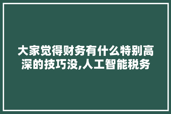 大家觉得财务有什么特别高深的技巧没,人工智能税务