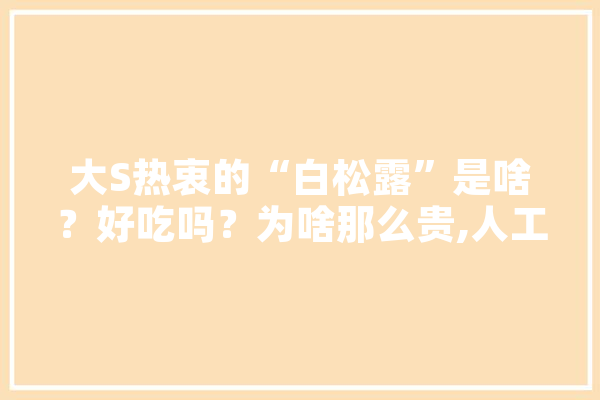 大S热衷的“白松露”是啥？好吃吗？为啥那么贵,人工智能小城市好找工作吗 绘影字幕