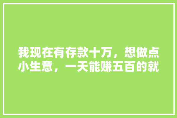 我现在有存款十万，想做点小生意，一天能赚五百的就行大家推荐下有哪些,人工智能 赚钱 AI简讯