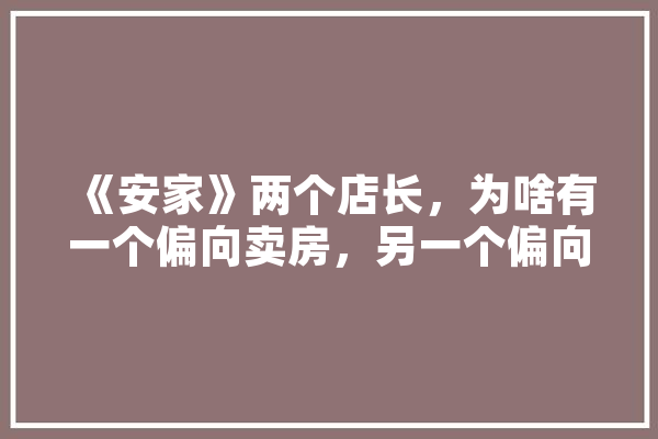《安家》两个店长，为啥有一个偏向卖房，另一个偏向拿手下提成，不卖房,人工智能 凶手 AI简讯