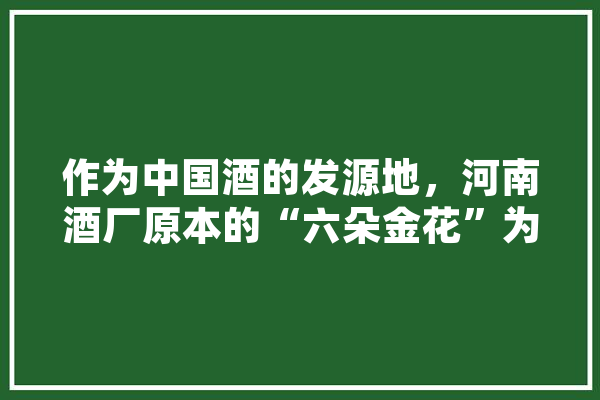 作为中国酒的发源地，河南酒厂原本的“六朵金花”为何鲜为人知,宝丰人工智能招聘信息