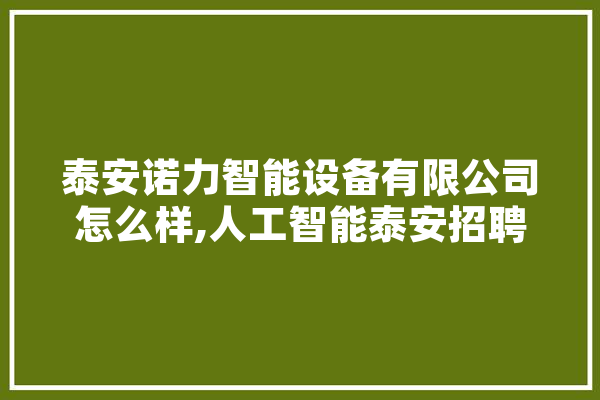 泰安诺力智能设备有限公司怎么样,人工智能泰安招聘信息